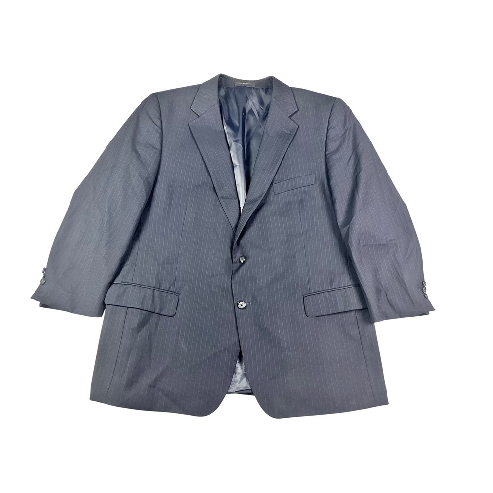 Petrocelli Mens 46R Navy Blue Pinstripe 100% Wool Two Button Blazer Sport Coat